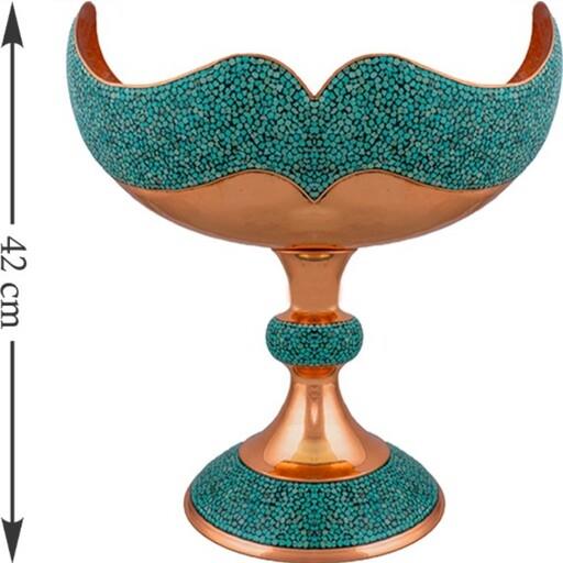 کشکول فیروزه کوبی سوپر غول 42 سانتی مس و فیروزه کوبی نیشابور صنایع دستی سایروس